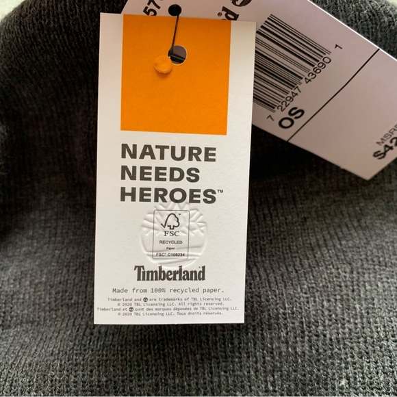 Timberland Men’s Gray Combo Knit Beanie Hat New Nwt Size OS - Picture 7 of 11